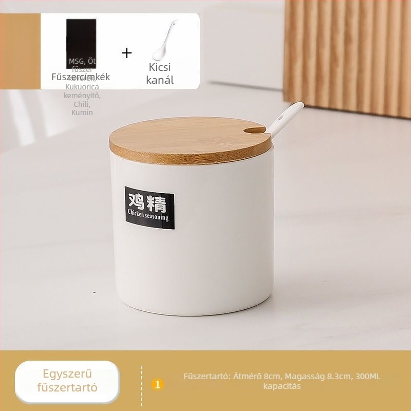 Kerámia fűszertartók készlet szilárd fűszerekhez, nyomtatott logóval, modern minimalist stílusban, prémium minőség