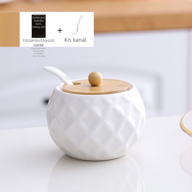 Kerámia fűszertartók készlet szilárd fűszerekhez, nyomtatott logóval, modern minimalist stílusban, prémium minőség