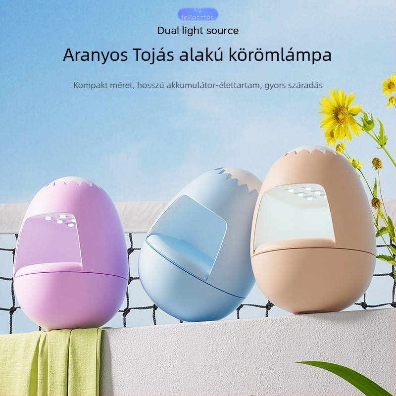 Hordozható mini körömlámpa a gél lakknál gyors száradáshoz, Mokaruyin magic card márka, modell Golden egg mier style, kompakt otthoni használatra