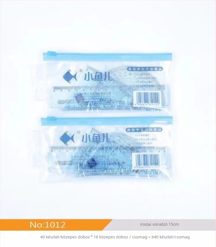 Small Fish 1013/1012 Átlátszó vonalzó készlet – négy darabos műanyag mérő- és rajzvonalzó készlet, diákoknak