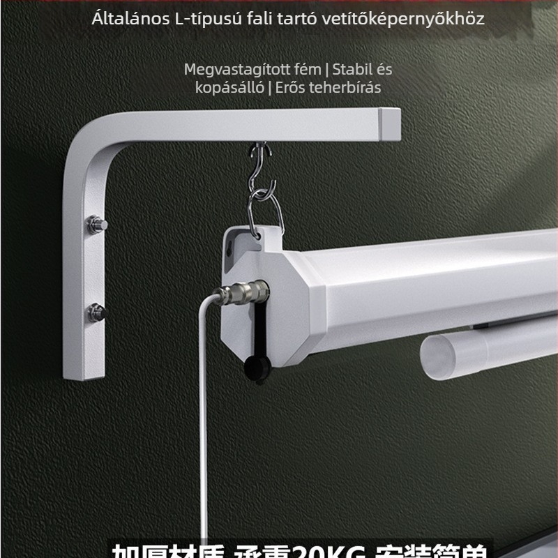 L alakú falra szerelhető projektor-képernyő tartó nylon konzollal, teherbíró