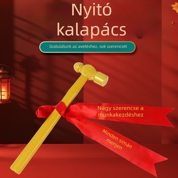 Kerek fejű építőkalapács, acél nyél, szerencsés megnyitó ceremóniára, nyolcszögletű dizájn