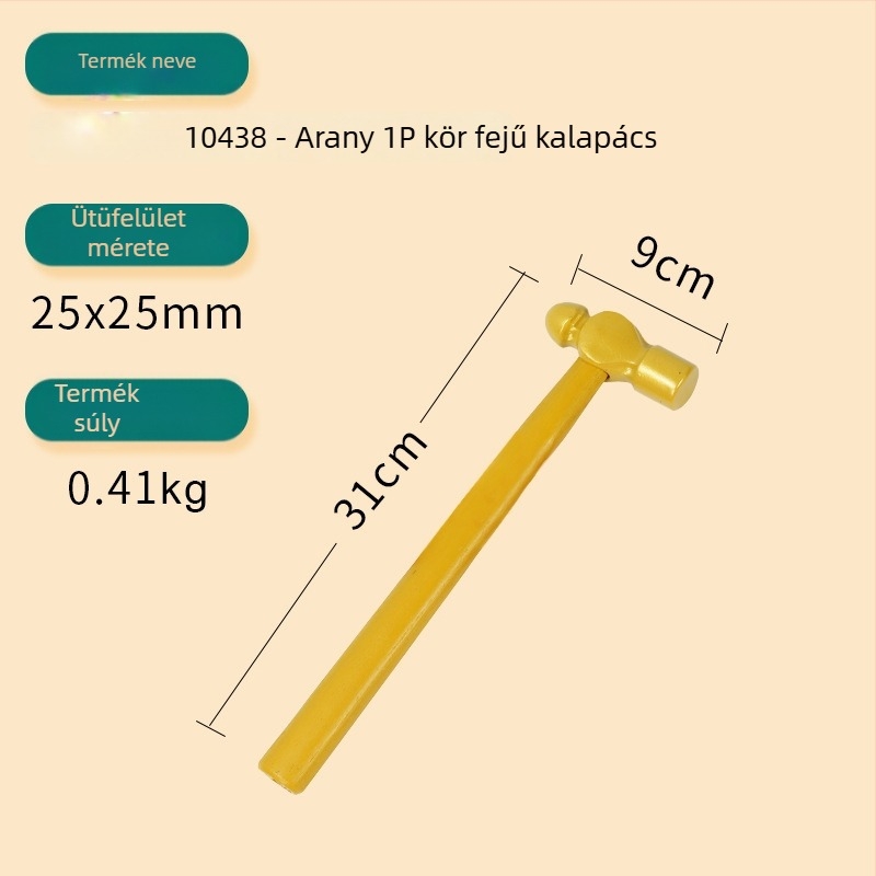 Kerek fejű építőkalapács, acél nyél, szerencsés megnyitó ceremóniára, nyolcszögletű dizájn