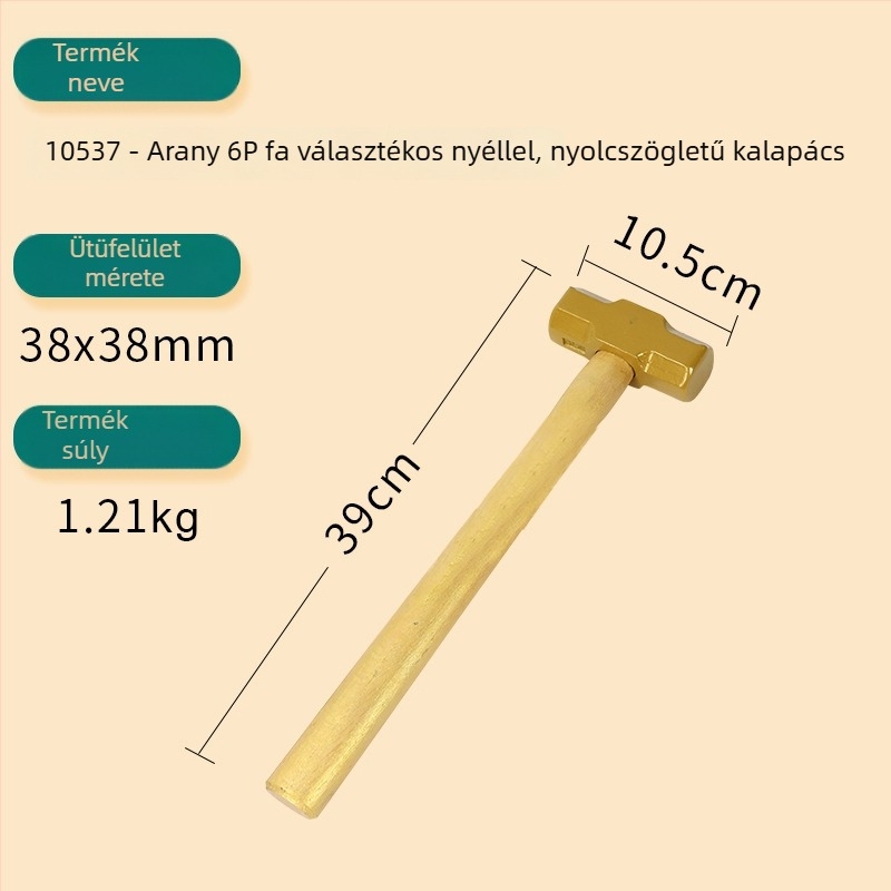 Kerek fejű építőkalapács, acél nyél, szerencsés megnyitó ceremóniára, nyolcszögletű dizájn