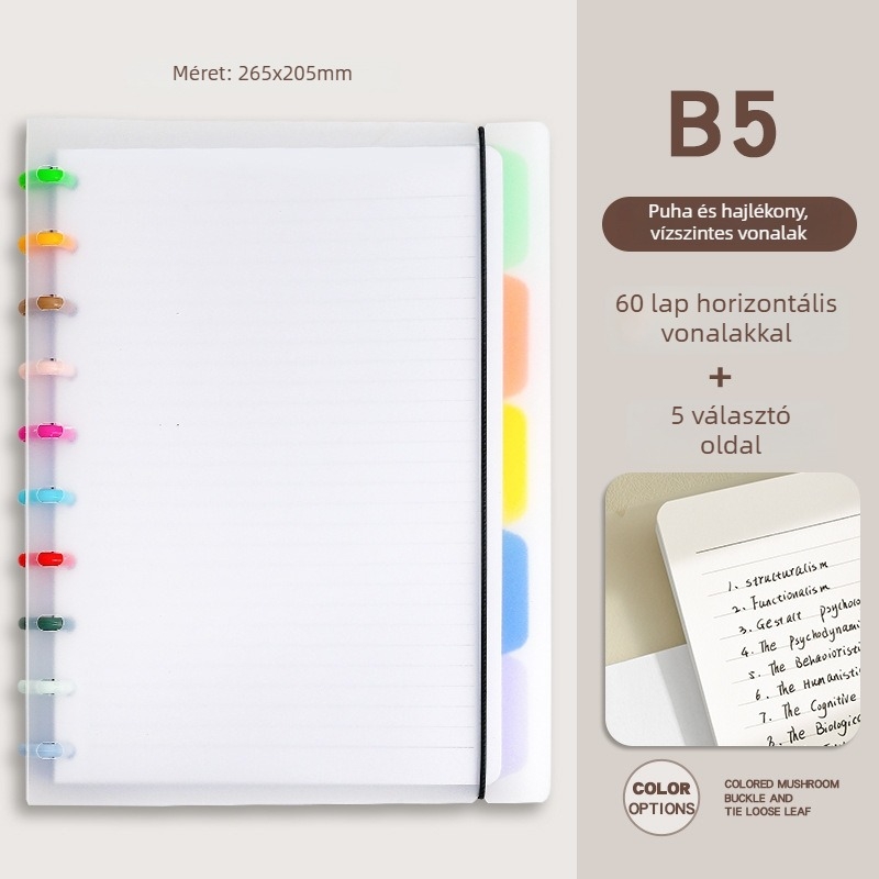 SENMU MGKA6080 Notesz mushroom-button kötés, 80 oldal, dupla offset papír