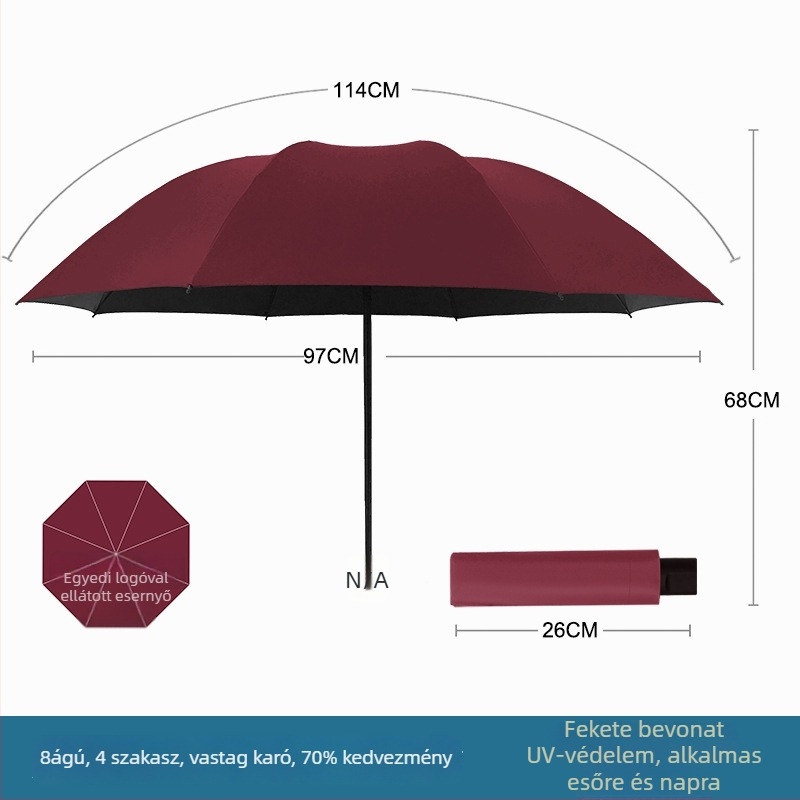 Rain Grace teljesen automata esernyő, három részes, 12 kar, acél váz, UV-védelem UPF 50+