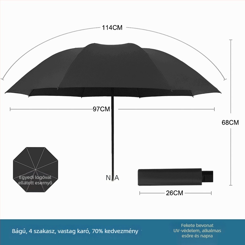 Rain Grace teljesen automata esernyő, három részes, 12 kar, acél váz, UV-védelem UPF 50+