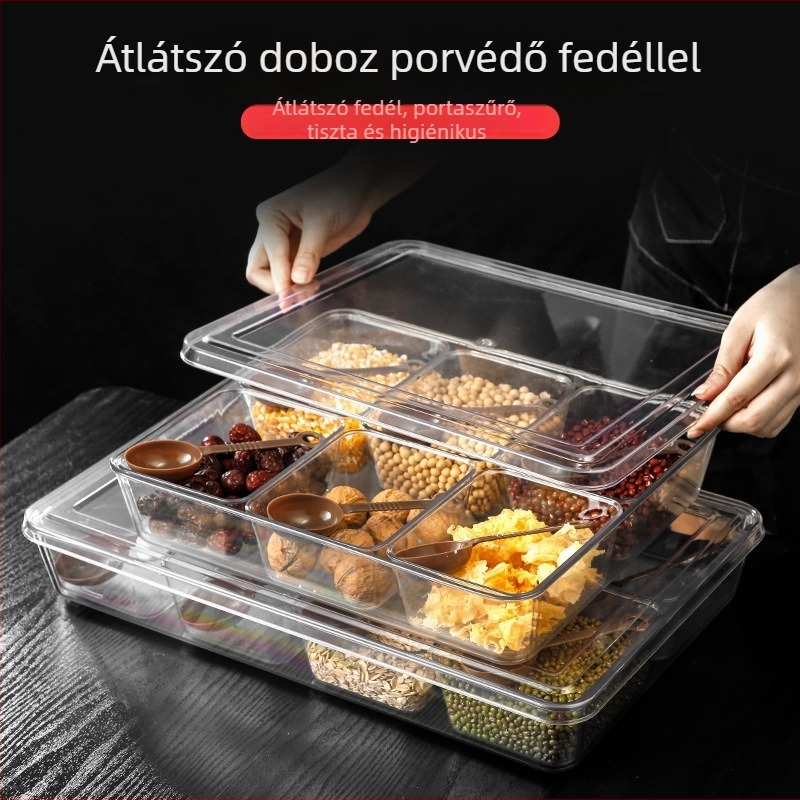 Wanyang márkájú fedeles fűszerező doboz, 6-8 rekesz, logó nélkül, modern minimalist stílus, ideális a szilárd fűszerekhez