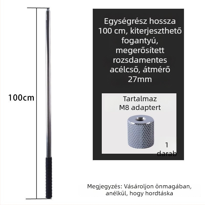 Fém Forgó típusú nagy hálózati rúd, magasan történő gyümölcsszedéshez; anyag: fém; súly 225–313 g konfigurációtól függően; részek szabadon kombinálhatók; nem bővíthető