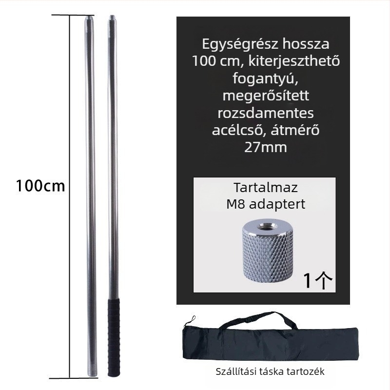 Fém Forgó típusú nagy hálózati rúd, magasan történő gyümölcsszedéshez; anyag: fém; súly 225–313 g konfigurációtól függően; részek szabadon kombinálhatók; nem bővíthető