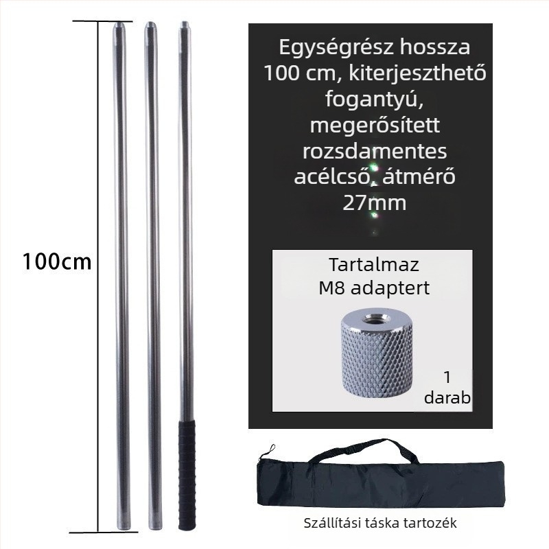 Fém Forgó típusú nagy hálózati rúd, magasan történő gyümölcsszedéshez; anyag: fém; súly 225–313 g konfigurációtól függően; részek szabadon kombinálhatók; nem bővíthető