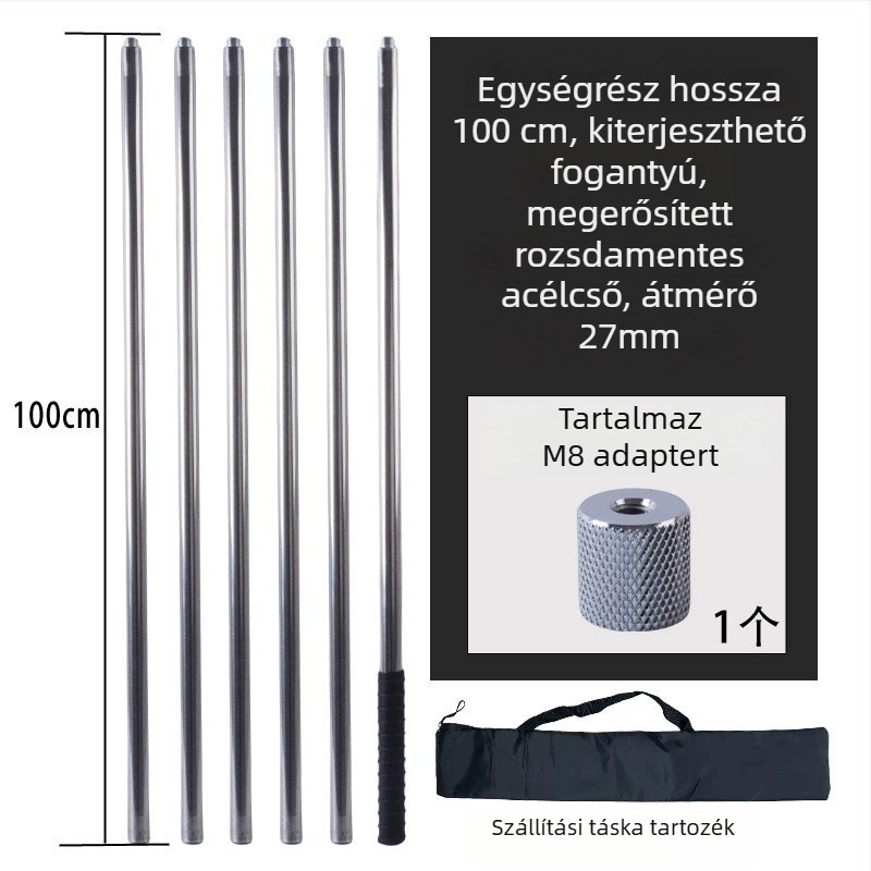 Fém Forgó típusú nagy hálózati rúd, magasan történő gyümölcsszedéshez; anyag: fém; súly 225–313 g konfigurációtól függően; részek szabadon kombinálhatók; nem bővíthető
