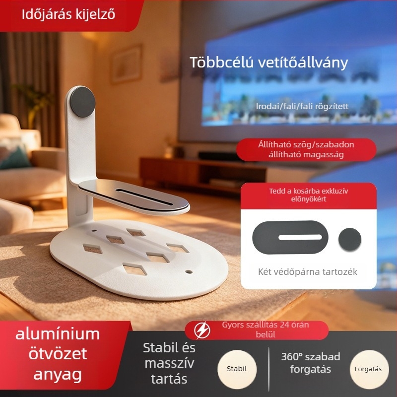 Forgatható projektor-tartó otthoni használatra – univerzális falra/asztalra/mennyezetre szerelhető, fém