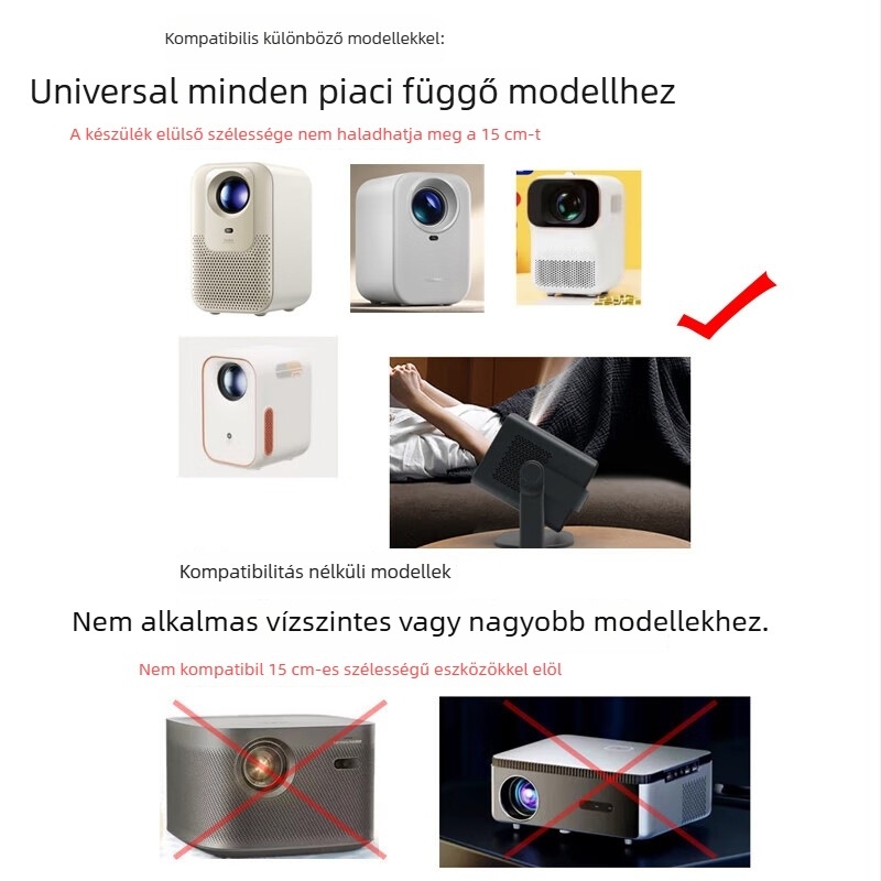 Forgatható projektor-tartó otthoni használatra – univerzális falra/asztalra/mennyezetre szerelhető, fém