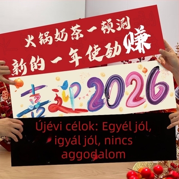 Kézben tartható banner Happy — ünnepi textile dekoráció újévi helyszíni elrendezéshez