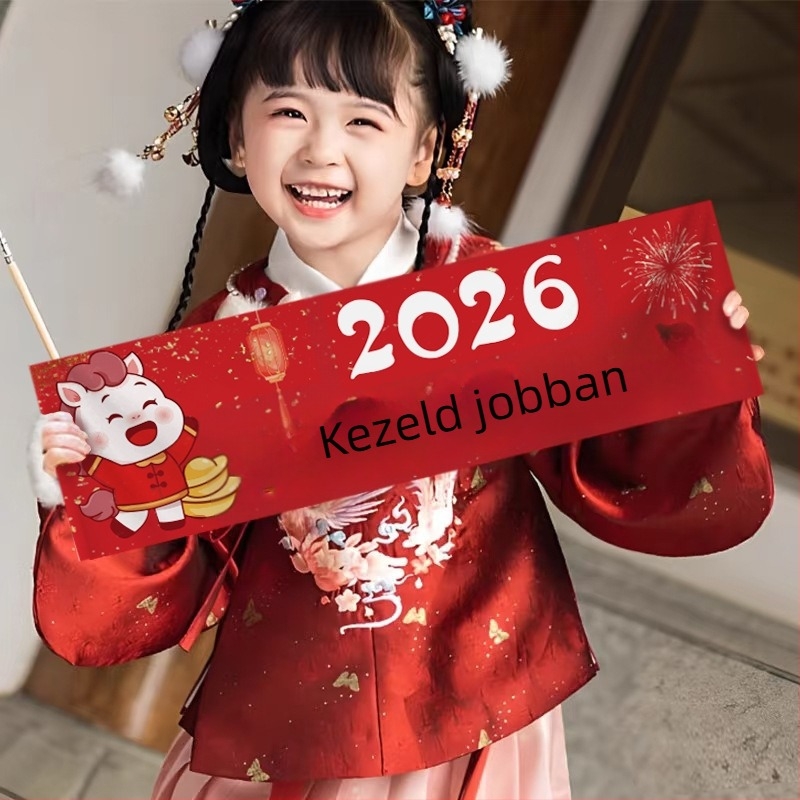 Kézben tartható banner Happy — ünnepi textile dekoráció újévi helyszíni elrendezéshez