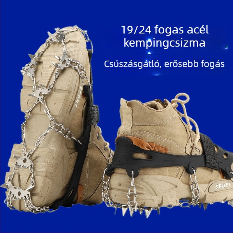 24-fogas csúszásmentes jégcsapok és hócipővédők hegymászáshoz