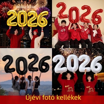 Fényképészeti kellékek – Alu-fóliás számok lufi, ünnepi stílus, Új Év, Helyszín dekoráció