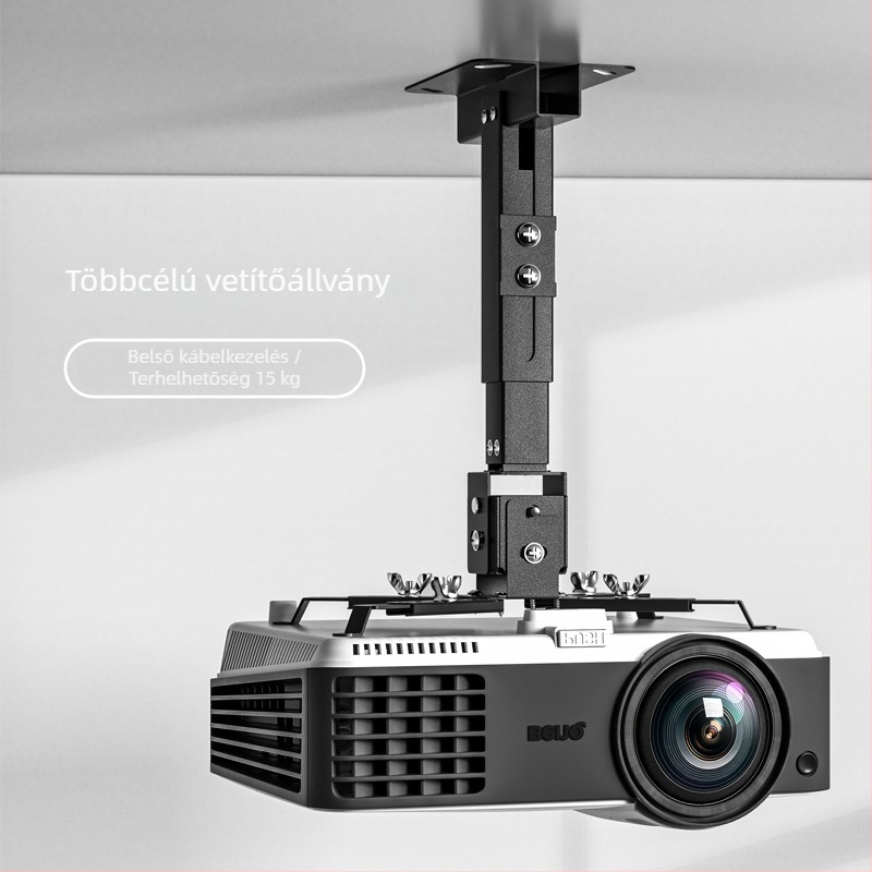 Teleszkópos projektor tartó mennyezetre vagy falra, teherbírás 15 kg, univerzális kompatibilitás BenQ, Epson, Dangbei, Jimi, Xiaomi