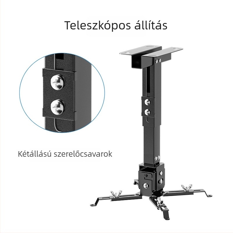 Teleszkópos projektor tartó mennyezetre vagy falra, teherbírás 15 kg, univerzális kompatibilitás BenQ, Epson, Dangbei, Jimi, Xiaomi