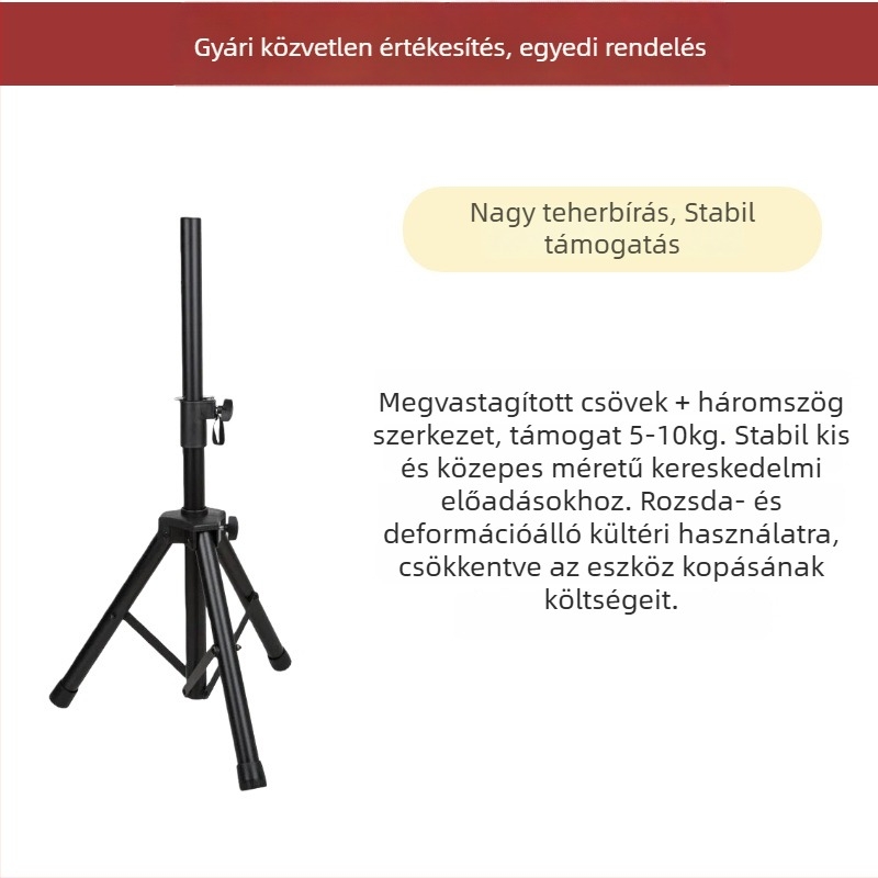 Padlón álló hangfalállvány, háromlábú tripod, teleszkópos magasságállítás, színpadra, projektorra és világításra