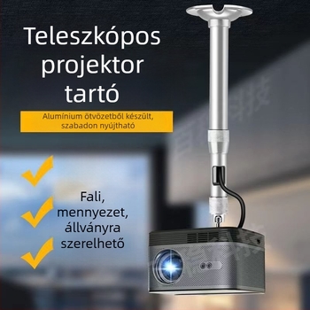 Projektor mennyezetre/falra szerelhető tartó, teleszkópos kar, egynyílású rögzítés – otthoni iroda
