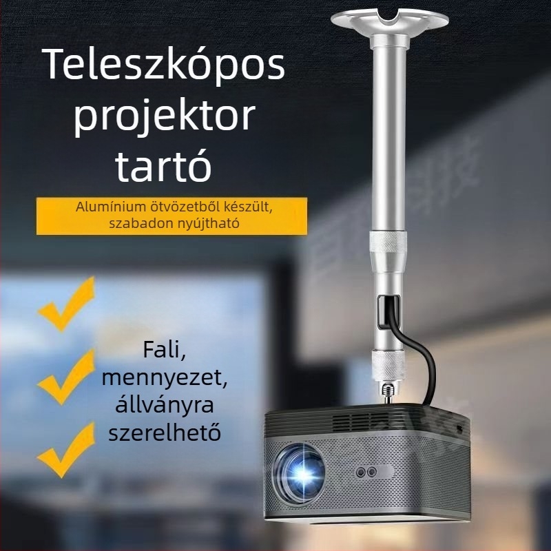 Projektor mennyezetre/falra szerelhető tartó, teleszkópos kar, egynyílású rögzítés – otthoni iroda