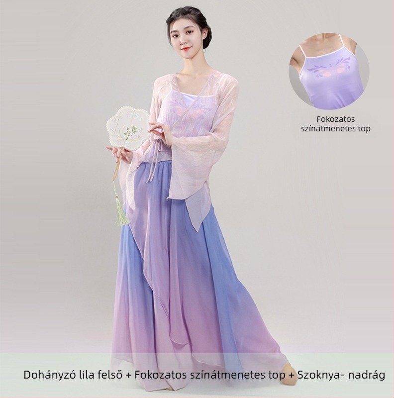 Nemzeti táncruha készlet — chiffon anyag, poliészter bélés, egyszínű minta, női