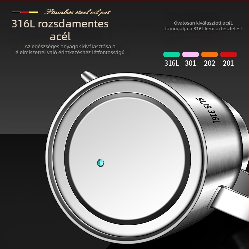 Olajtartó rozsdamentes acélból, modern minimalist dizájn, konyhai használatra