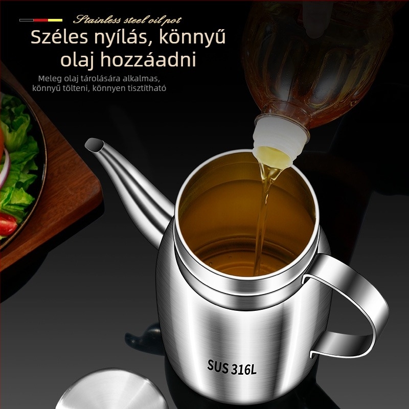 Olajtartó rozsdamentes acélból, modern minimalist dizájn, konyhai használatra