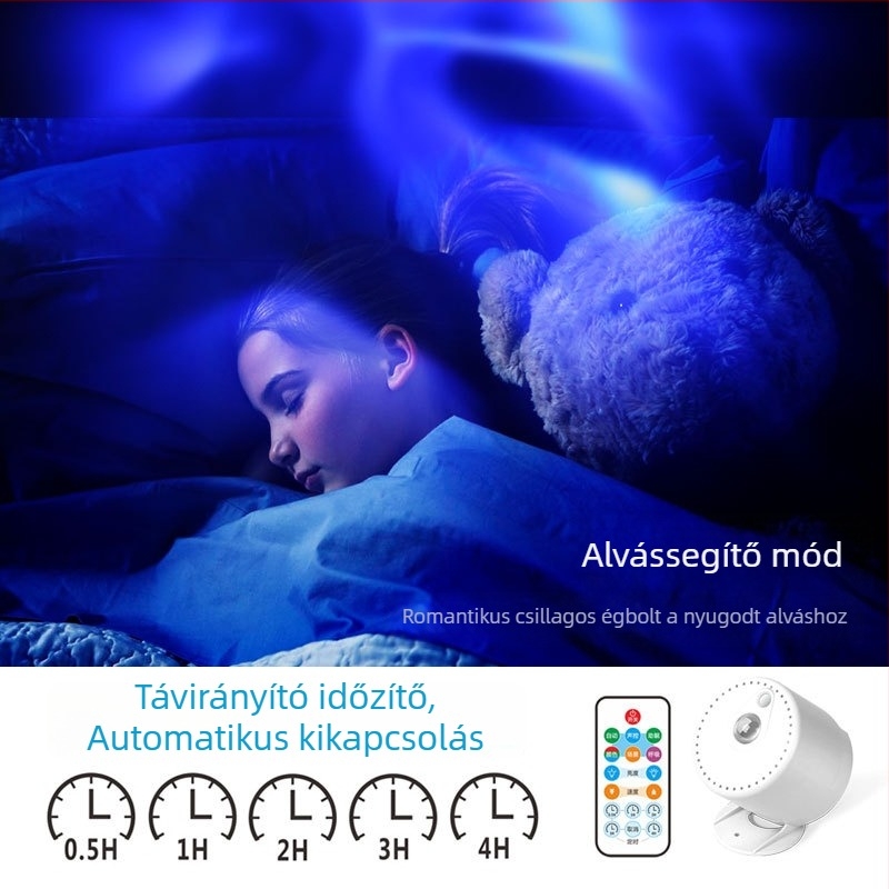 Forgó Aurora Borealis csillagos ég projektor USB-s lézerrel és atmoszférikus fénnyel, időzítő kikapcsolás