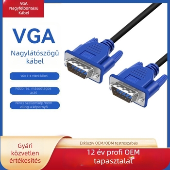 VGA-kábel W-V329 – Shieldelt, rézvezetőkkel és acélszigeteléssel, nikkel bevonatú csatlakozók, 1,5 m, PC/monitor/projektorhoz
