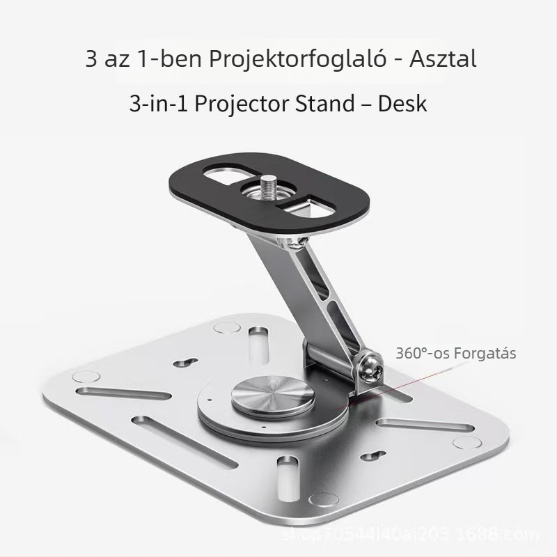 360°-os forogó projektor állvány, 3 az 1-ben: asztali, falra szerelhető és mennyezetre rögzíthető, összecsukható és hordozható
