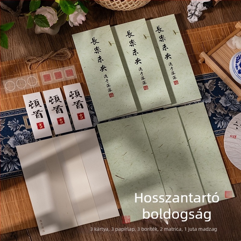 Kézírásos levélpapír készlet kínai stílusú borítékkal — speciális papír, Yu Xian márka, logó nélkül