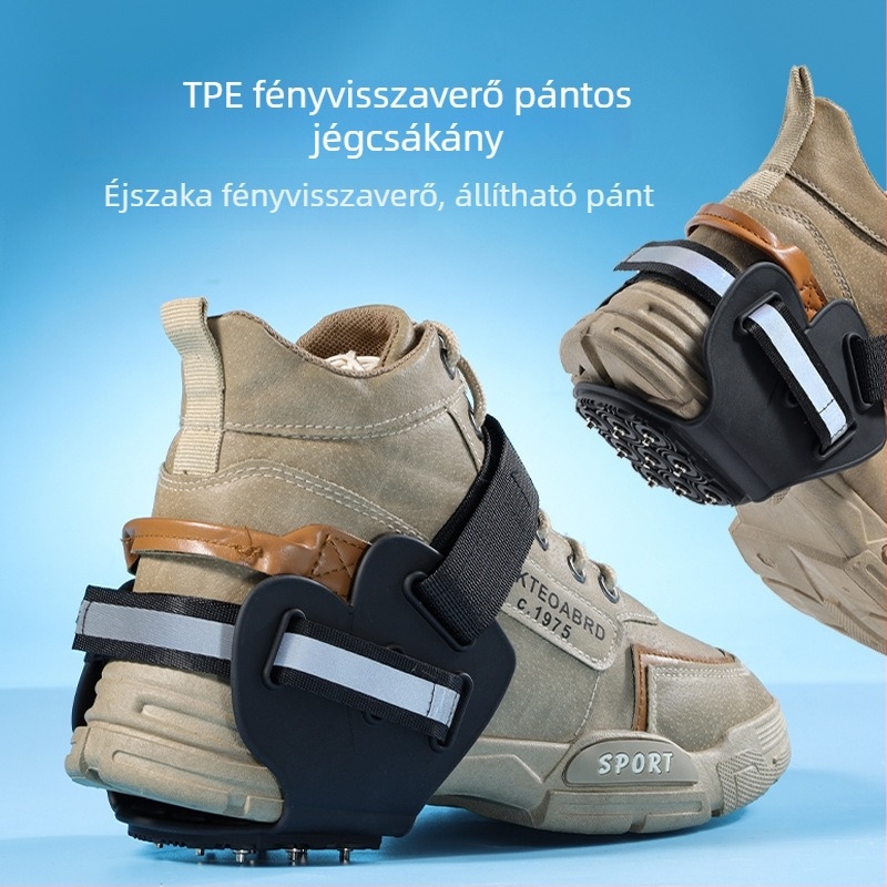Kültéri havas hegymászáshoz vízálló anti-slip jégcsapok, 9 fogú acél tüskékkel és TPE pánttal