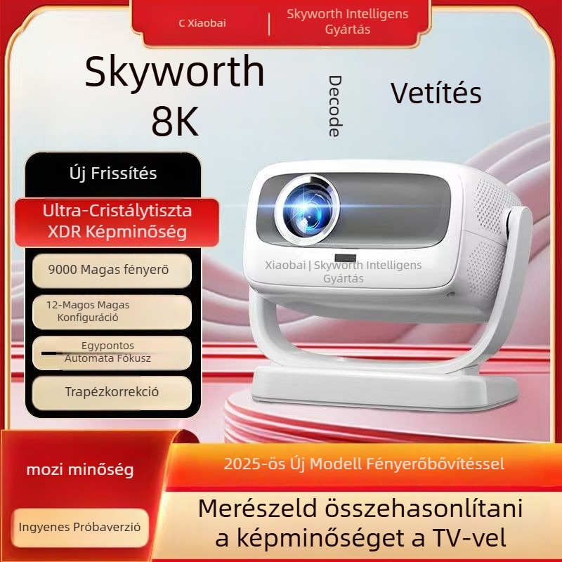 Skyworth otthoni projektor 1080p felbontással, 220 lm fényerő, 65W teljesítmény (Felbontás: 1080p, Fényerő: 220 lm, Teljesítmény: 65W)
