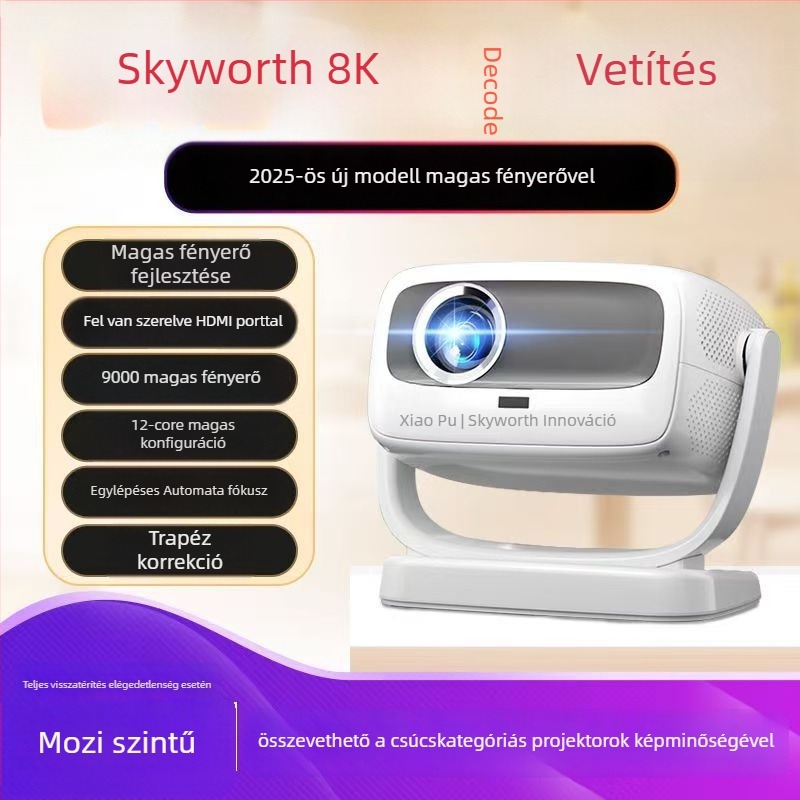 Skyworth otthoni projektor 1080p felbontással, 220 lm fényerő, 65W teljesítmény (Felbontás: 1080p, Fényerő: 220 lm, Teljesítmény: 65W)