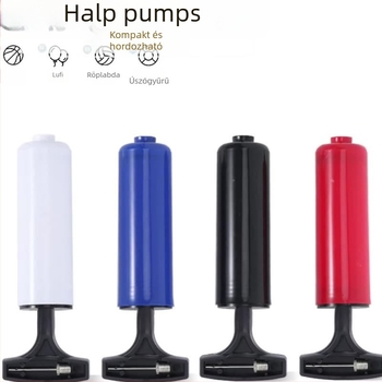Kézi pumpa labdákhoz, kompakt, kézi toló mechanizmus, műanyag test, lufi fúvófej