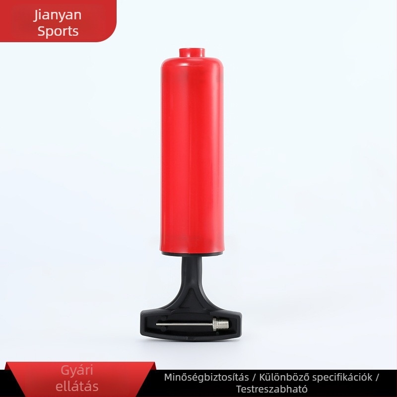 Kézi pumpa labdákhoz, kompakt, kézi toló mechanizmus, műanyag test, lufi fúvófej