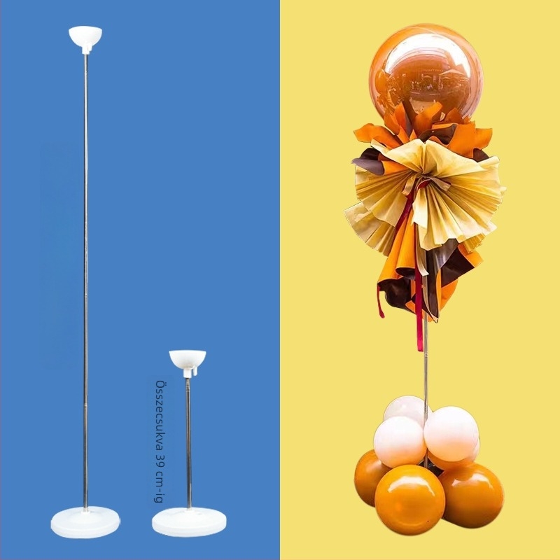 Rozsdamentes acélból készült teleszkópos rúdú ballon oszlop dekorációs állvány, állítható tartó, műanyag tál tartó, vízzel tölthető alap, kültéri sporteseményekhez