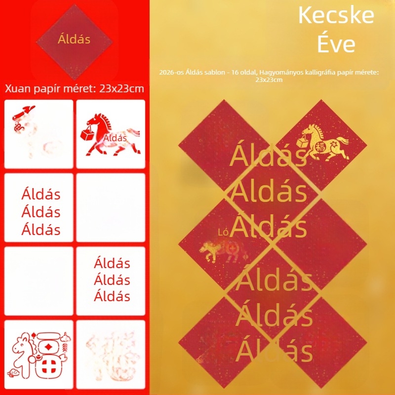 Áldáskifejezés lyukasztott sablon – Ló éve, PET MN3 gyerekek kézművességéhez, óvodához, tavaszi fesztivál dekorációhoz