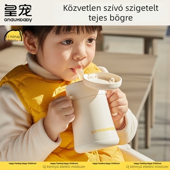 Gyerekeknek szánt szigetelt ivóedény 1–3 év és afölött; belső 316 rozsdamentes acél, külső 304 rozsdamentes acél; 6–12 órás szigetelés; hordozható vákuumos dizájn; pop-up fedél