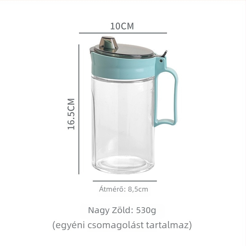 Üveg olajtartó kanna, Kwok Kam Kee, nyomtatott logóval