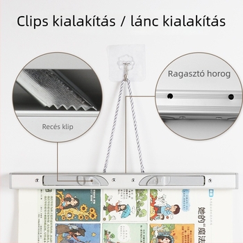 Fém falra szerelhető dokumentum-clip, egycsuklós, A4 formátumhoz — Kuhiro, modell 2023-yyy, fém kivitel