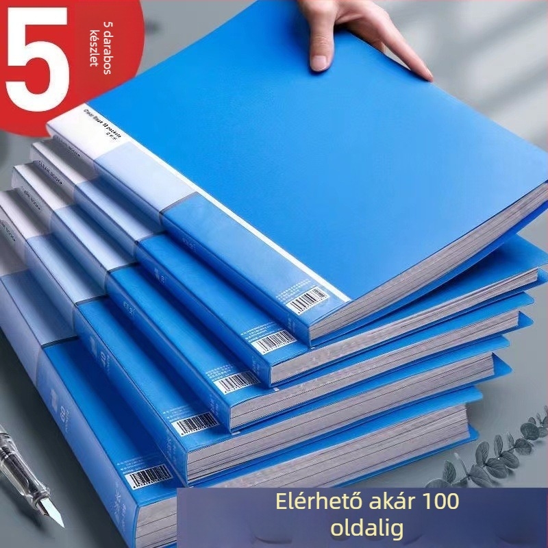 Műanyag dokumentum mappa beilleszthető oldalakkal, több zsebbel, modell WJJ, kapacitás 10 oldal, vastag 10, anyag vastagsága 60
