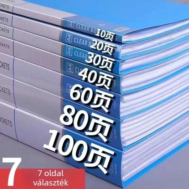 Műanyag dokumentum mappa beilleszthető oldalakkal, több zsebbel, modell WJJ, kapacitás 10 oldal, vastag 10, anyag vastagsága 60