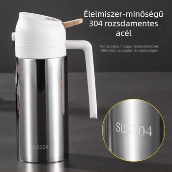 Pincai Kitchen 316 antibakteriális minőségű rozsdamentes acél olajsprayüveg – kettős használatú permetező és töltő, szivárgásmentes, modern minimalista dizájn