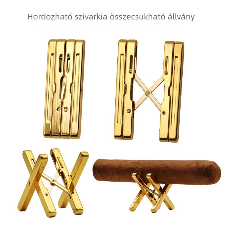 Szivarállvány, összecsukható, hordozható, tiszta réz, könnyed luxus