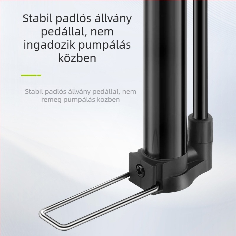 Kézi kerékpárpumpa manométerrel, modell 2821CB, 140 psi, alumínium test, 165 g, kültéri hordozható