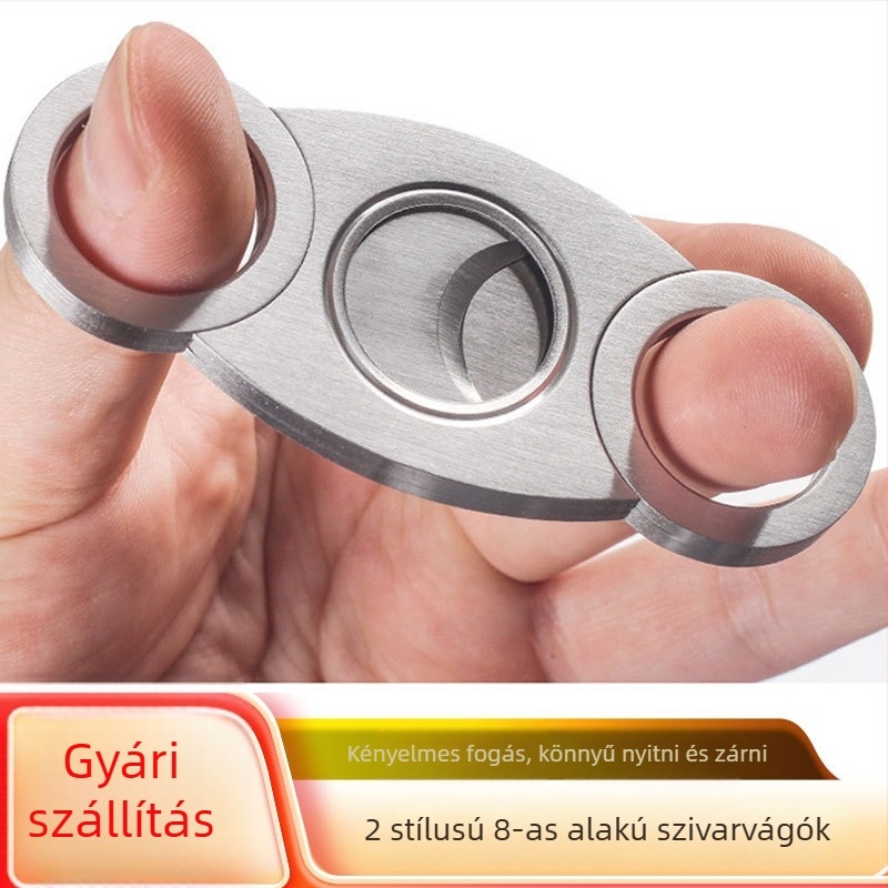 BigSun rozsdamentes acélból készült szivarolló, hordozható, kettős élű pengével, csiszolt felülettel